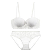 Gather Lace Bra Underwear Set