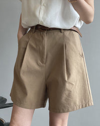 High-Waisted Loose-Fit Suit Shorts