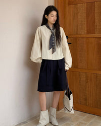 Loose-Fitting High-Waisted Tie-Up Shorts