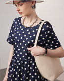 Loose-Fitting Short-Sleeve Silk Dress
