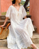 Pure Cotton Short-Sleeve Cutout Dress
