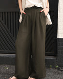 High-Waisted Draped Straight-Leg Trousers