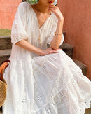 Pure Cotton Short-Sleeve Cutout Dress