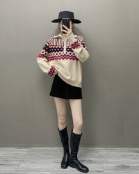 Cashmere Loose Half-Zip Casual Sweater