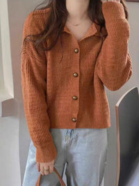 Wool Cardigan Polo Collar Sweater