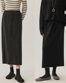 High-Waisted Stretch Wool Skirt