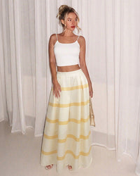 Striped High Waist Big Swing Skirt