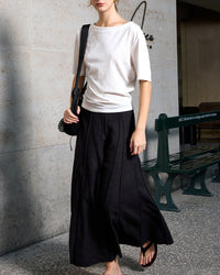 High-Waisted, Structured-Panel A-Line Skirt