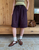 Loose-Fitting High-Waisted Tie-Up Shorts