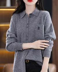 Wool Embroidered Pocket Sweater