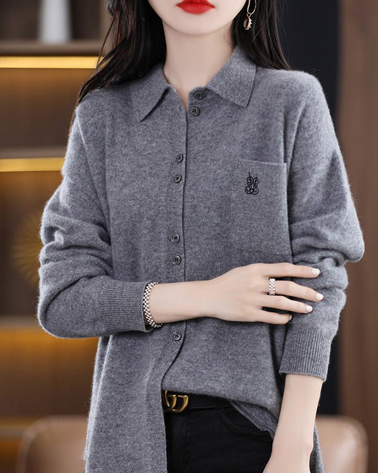 Wool Embroidered Pocket Sweater