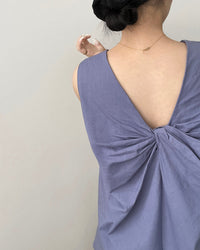 Loose Sleeveless Back-Knotted Vest
