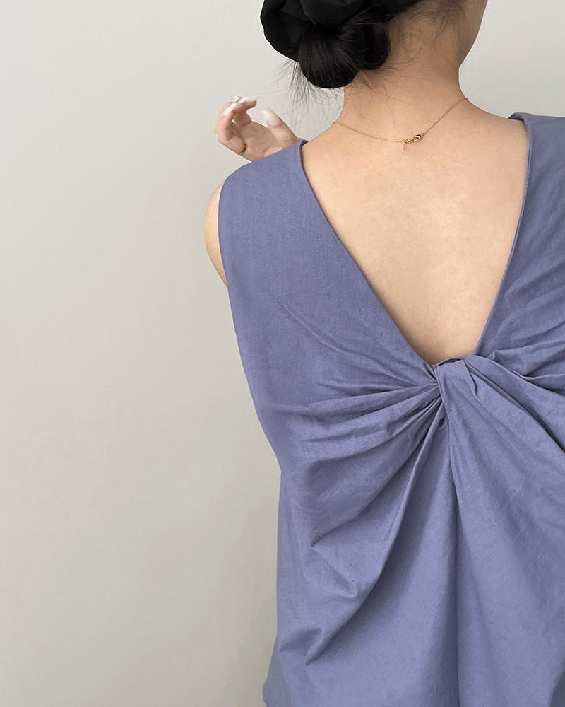 Loose Sleeveless Back-Knotted Vest