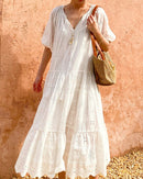 Pure Cotton Short-Sleeve Cutout Dress