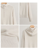 Sheep Wool Hooded Knit Pullover Sweater