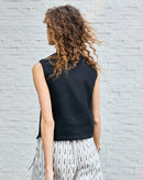 Linen V-Neck Sleeveless Tie-Front Vest