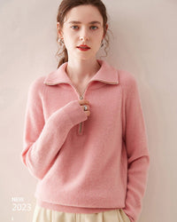 Half-Zip Thick Cashmere Wool Sweater
