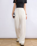 High-Waisted Slim Straight-Leg Trousers