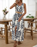French Holiday Style Sleeveless Slit Dress