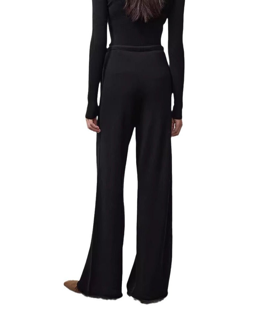 Wool Knit Wide-Leg Floor Pants