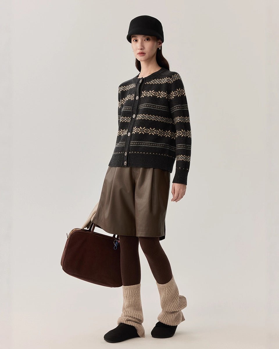 Retro Elegant Sheep Wool Knit Cardigan