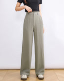 High-Waisted Slim Straight-Leg Trousers