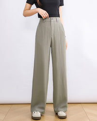 High-Waisted Slim Straight-Leg Trousers