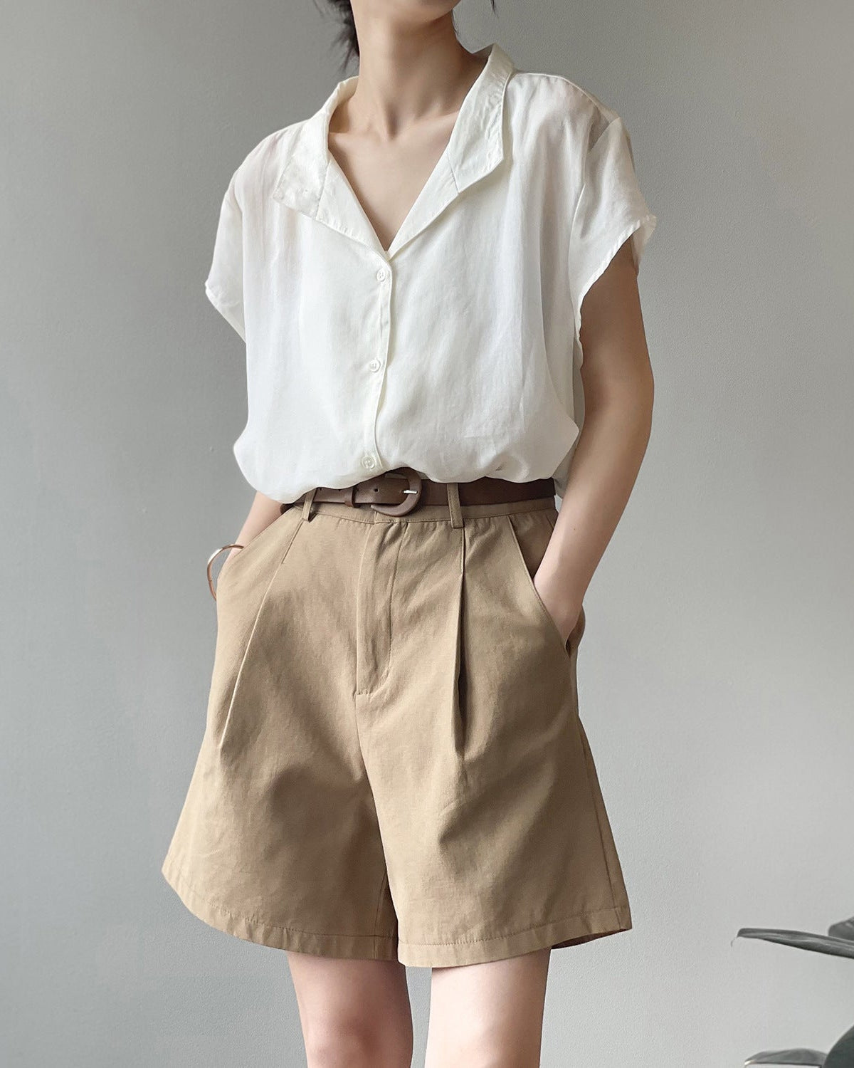 High-Waisted Loose-Fit Suit Shorts