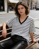 Loose-Fit Striped V-Neck T-Shirt