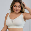 Plus-size wire-free semi-fixed push-up bra