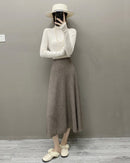 High-Waisted Soft A-Line Cashmere Skirt