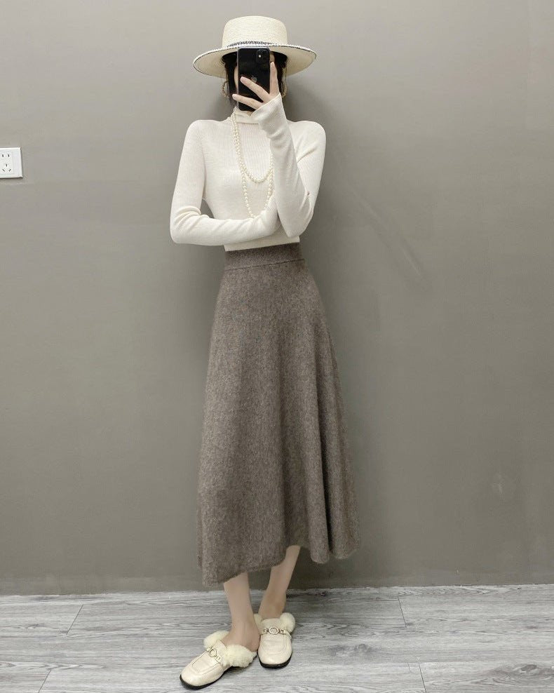 High-Waisted Soft A-Line Cashmere Skirt