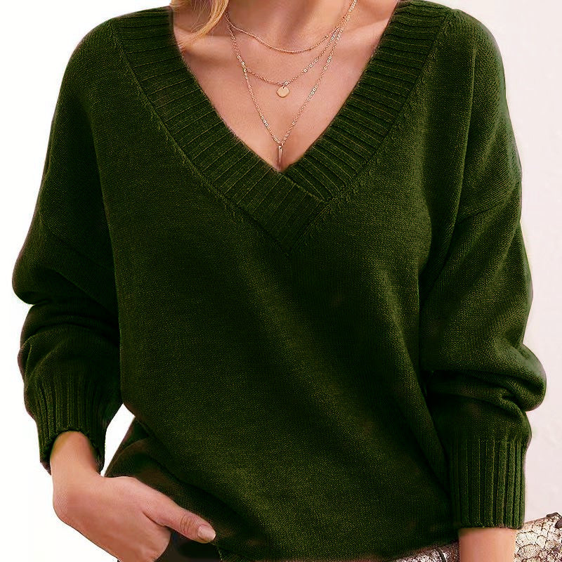 Loose V-Neck Versatile Knit Sweater