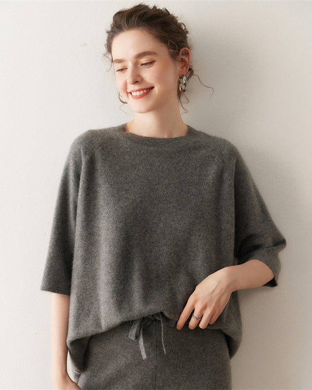 Cashmere Knitted Three-Quarter Sleeve Loose Sweater