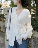 Linen Blend 3D Embroidered Shirt