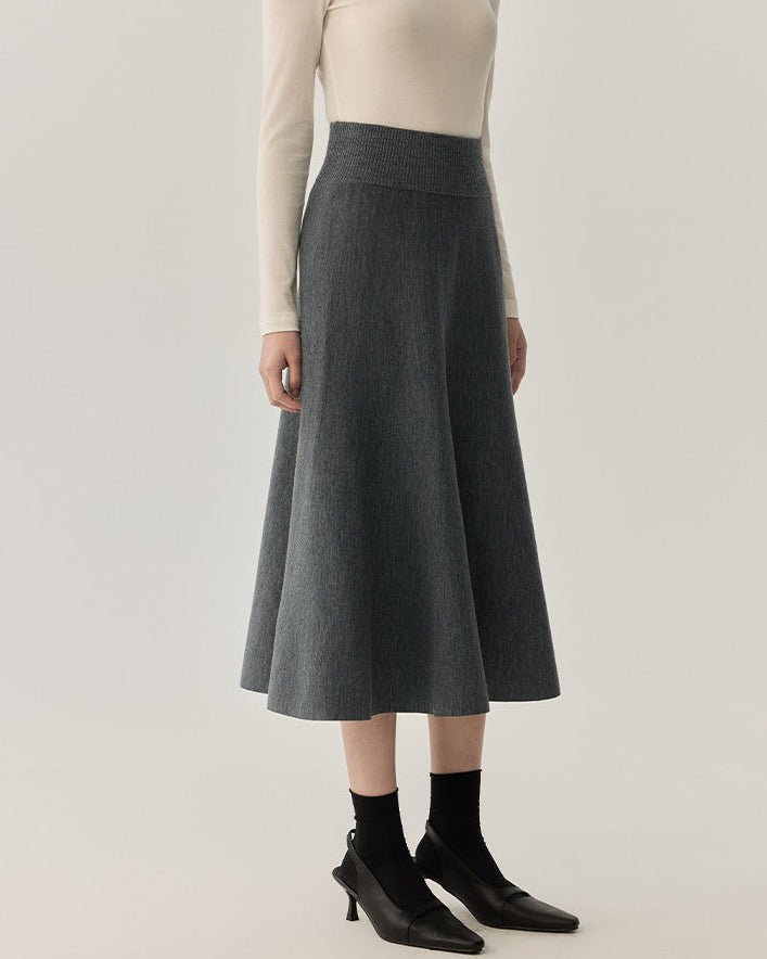 Solid Color Simple Midi Skirt
