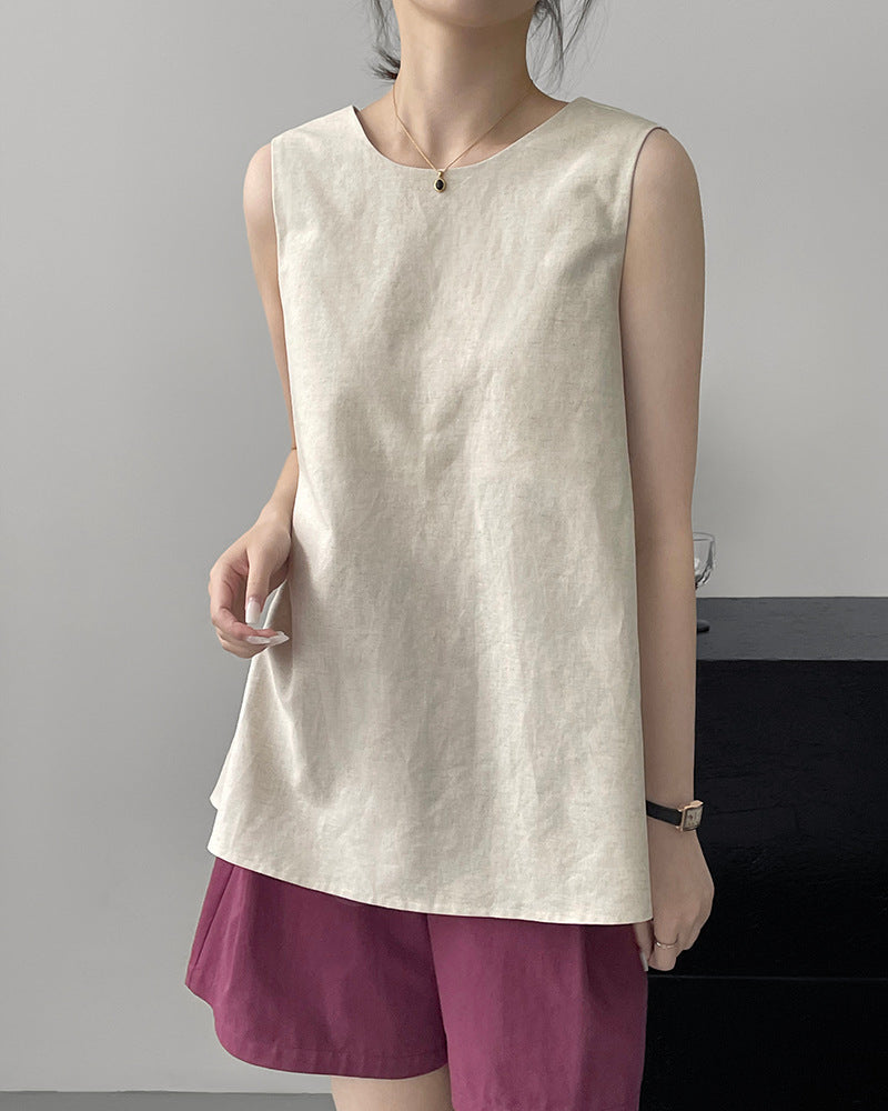 Loose Sleeveless Back-Knotted Vest