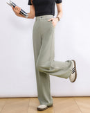 High-Waisted Slim Straight-Leg Trousers