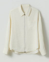 Loose-Fit Polo-Collar Zip Shirt