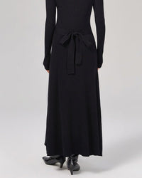 Lace-Up Wool Maxi Dress