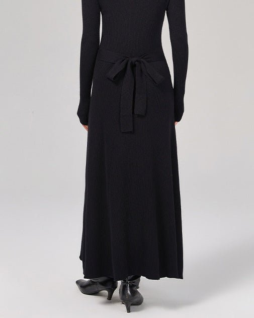 Lace-Up Wool Maxi Dress