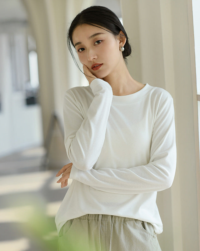 Casual Long-Sleeved Round Neck Base Layer