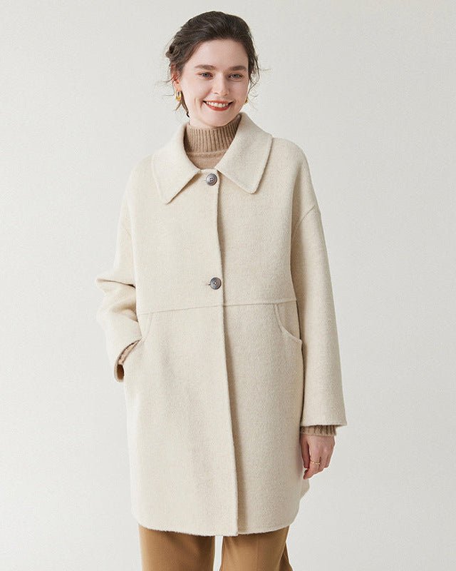 Mid-Length Pure Wool Coat