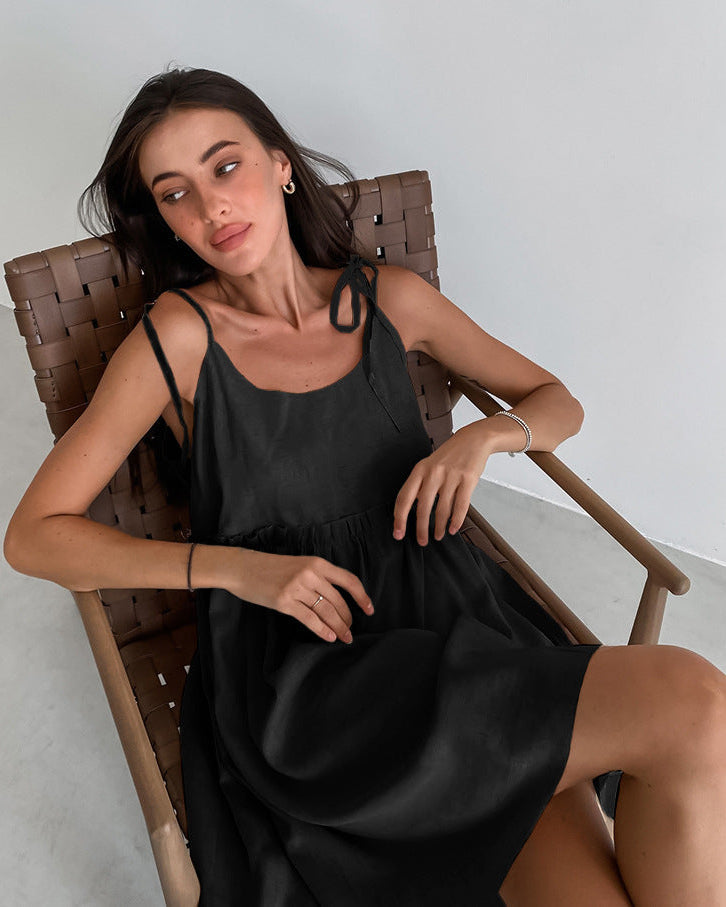 Loose-Fitting Cotton Linen Sundress