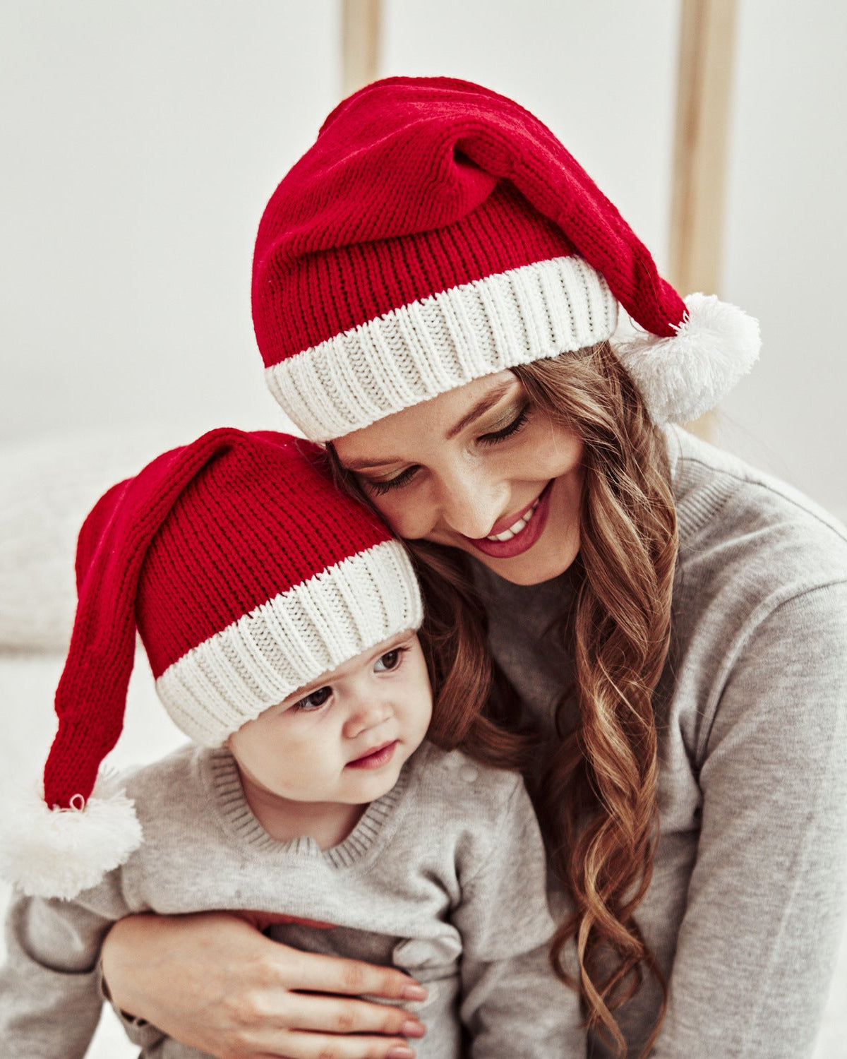 Christmas Mom And Baby Knitted Hat