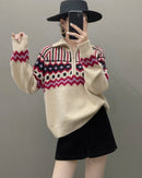 Cashmere Loose Half-Zip Casual Sweater
