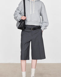 Casual Double-Waisted Five-Quarter Shorts