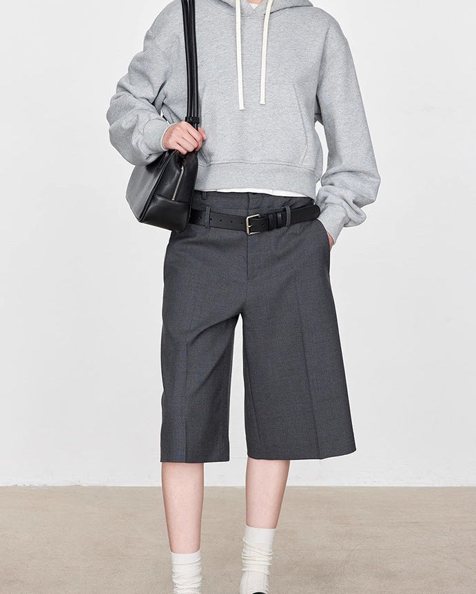 Casual Double-Waisted Five-Quarter Shorts
