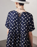 Loose-Fitting Short-Sleeve Silk Dress