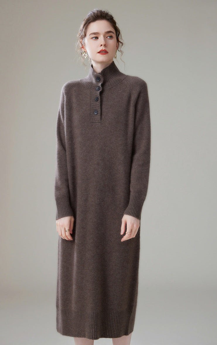 Cashmere Turtleneck Loose-Fitting Casual Dress